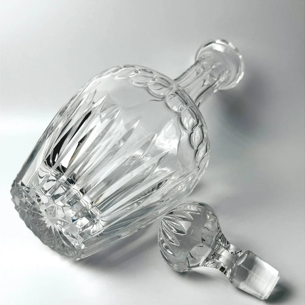 Vintage Cut Crystal Decanter Glass Stopper Whiskey Liquor Barware over 12